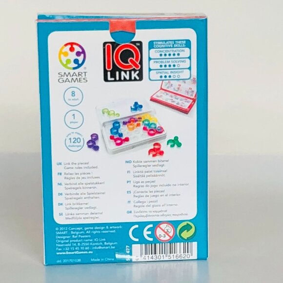 Smart Games IQ Link - Brain Teasing Puzzle Game 120 Challenges Age 8+ New Sealed - Picture 7 of 10